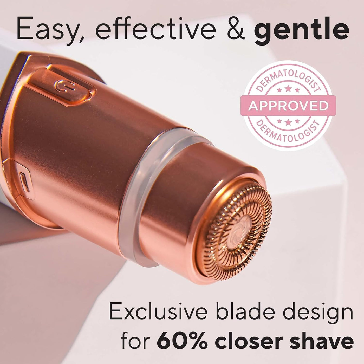 Facial Hair Remover for Women, Rose Gold Electric Face Razor with LED Light, Recyclable Packaging
